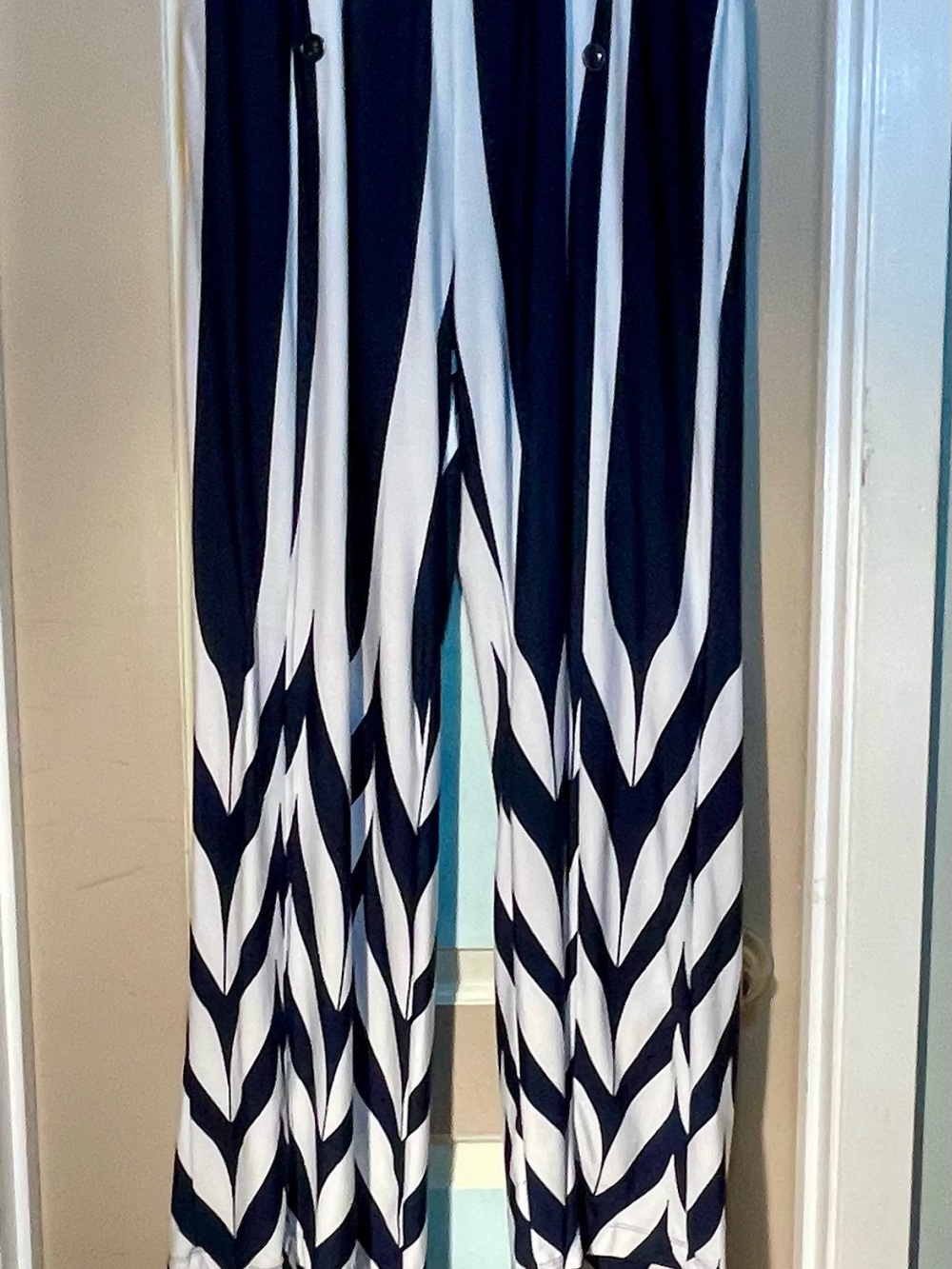Robert Louis Navy and White Chevron Wide-Leg Jumpsuit